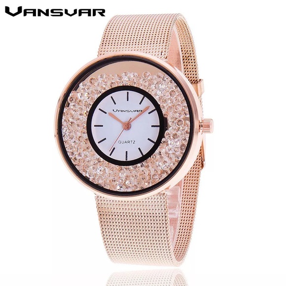 Fashion Women Rhinestone Watches Luxury Leather Wo - Picture 6 of 7